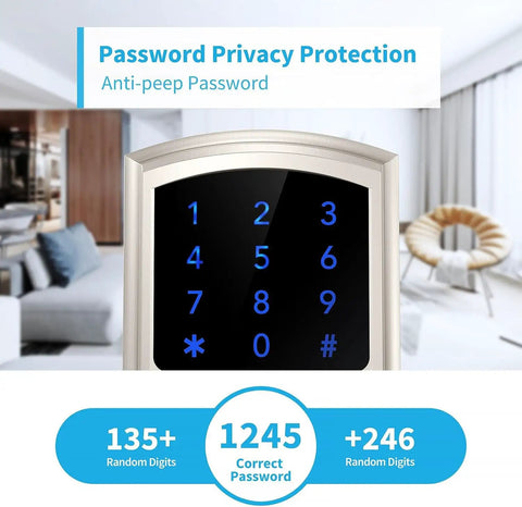 Top Shelf Touchscreen Keyless Entry Door Lock With Blue Backlit Keypad And Satin Nickel Finish For No Sweat Front Door Security Setup And Digital Smart Backup