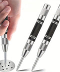 Built Tough Chrome Steel Center Punch Double Pack Adjustable Spring Loaded Hole Marker Scriber for precise markings on metal.