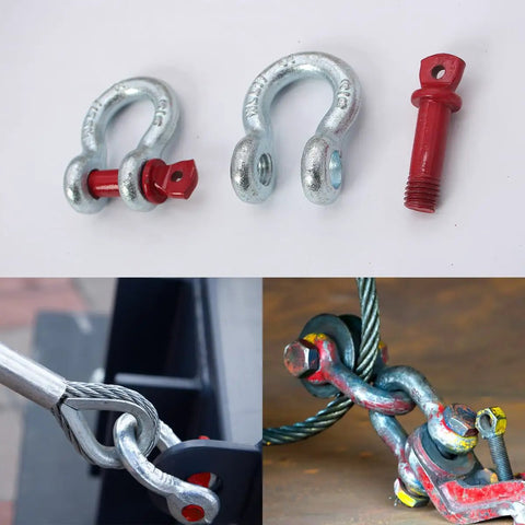 Three Eighths Inch Screw Pin Bow Shackle Heavy Duty D Ring Shackle With One Ton Working Load Limit For Camping Rigging Towing And Outdoor Gear With Secure Pin Clevis Shackle For Tough As Nails Jobs on steel wire rope