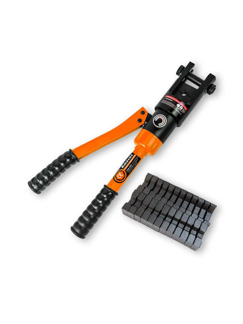 Hydraulic Wire Rope Crimping Tool Kit With 9 Die Sets For 12 AWG To 2/0 AWG Cables And 1/8 Inch Stainless Steel Rope, 80 KN Crimp Force