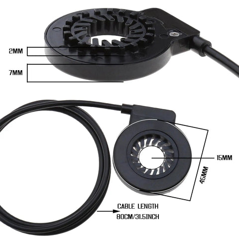 Street Ready Dual Hall PAS Pedal Sensor System For Electric Bicycles With 12 Magnets Cadence And Speed Output Waterproof Plug Easy Install Auto Detects Forward And Reverse Pedal Rotation Fast Power Assist KT V12L