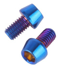 4 Pack Rock Solid Grade 5 Titanium Allen Hex Tapered Socket Head Cap Screws M6 X 10 16 20 25 30 35 Millimeter Mix Badass Burnt Blue Finish Corrosion Resistant close-up view of tapered socket screws
