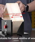 Two Pack Right Angle Spline Jig Set Built Tough For Box Joints And Adjustable Corner Dovetail Jig demonstrating clamping width