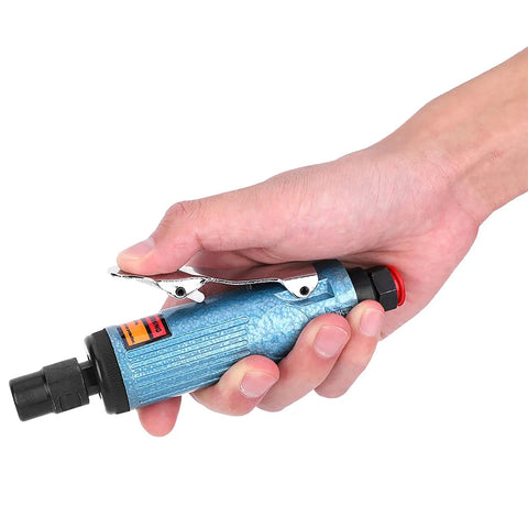 Rugged Lightweight Pneumatic Die Grinder Powering Through Heavy Duty Metal Cutting And Fast Automotive Fixups With Smooth High Speed Operation And Comfort Grip For Daily Shop Workloads in a hand.