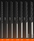 Extra Long Brad Point Drill Bit Set For Hardwood And More, Heavy Duty 12 Inch Carbon Steel Wood Bits, 7 Piece Includes Sizes 1/8" to 1/2"