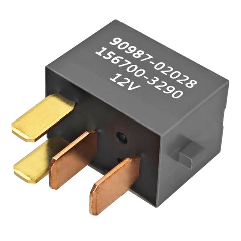 12V DC 30A 4 Pin Automotive Relay Pack Of 2 For Toyota Vehicles 1997 And Up Direct Replacement With OEM-Quality Performance, Reliable Power Switch For Engine Bay, Plug And Play 12V Relay Fit, angled view