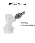 Two Pairs Ball Lock Disconnect Kit With MFL Quick Disconnect Swivel Nuts For Easy Hose Swaps Includes 5/16 Inch Gas And 1/4 Inch Liquid Barb Fittings For Your Homebrew Kegging Setup, white gas-in disconnect, 5/16 barb