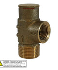 Rock Solid Lead Free Brass Pressure Relief Valve With 100 Psi Cold Water Safety Shield For Well Tanks And Pump Plumbing Systems, 3/4 x 1/2 inch, brass body.