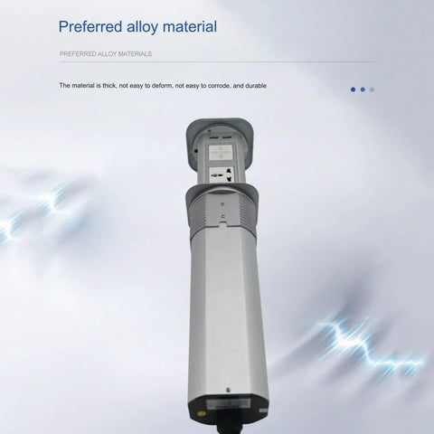 Heavy Duty Pop Up Power Strip With Integrated Wireless Charging Pad Retractable Hidden Desktop Outlet Smart Countertop Charger in alloy material.