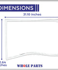 Upgraded Refrigerator Door Gasket For Freezer Door With Magnetic Strip Inside W10443315 Replacement Part Compatible With Amana Jenn Air Kenmore KitchenAid Maytag Whirlpool, shown with dimensions 31.10 inches by 22.64 inches