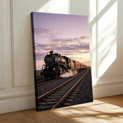 Steam Train Canvas Wall Art Retro Locomotive Poster For Living Room Or Bedroom Ready To Hang Framed Or Unframed Rustic Railway Decor