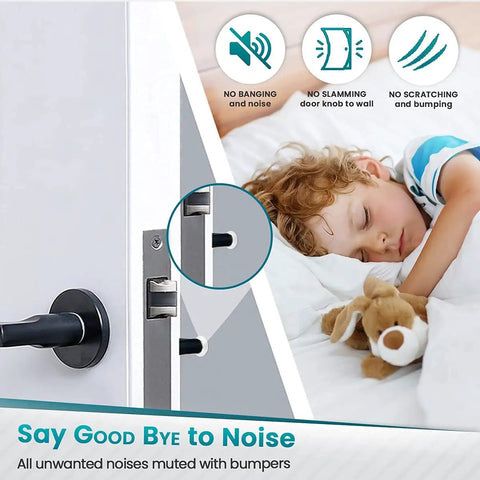 Child sleeping with 200 Pack Cabinet Bumpers With Soft Close No Slam Self Adhesive Rubber Pads for Quiet Doors on bedroom door