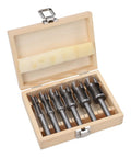 Industrial Deep Plug Cutter Set For Woodworking Six Piece Three Eighths Inch To One Inch Round Shank with Wooden Box