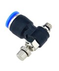 Compact Quick Connect Air Hose Fittings Set 5 Pack 6mm Tube To M5 Male Thread Push In Connectors in black and nickel-plated brass