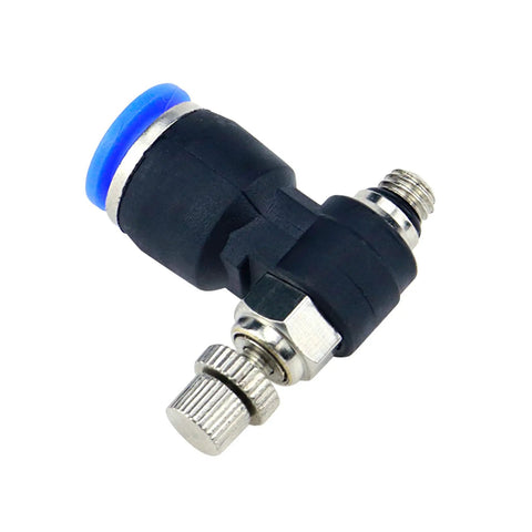 Compact Quick Connect Air Hose Fittings Set 5 Pack 6mm Tube To M5 Male Thread Push In Connectors in black and nickel-plated brass