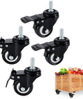 Straight Up Heavy Duty Silent Pu Caster Wheels 4 Pack 2 Inch Lockable Swivel With M10x25mm Screw Insert 200lb Load Bearing on rolling cart.