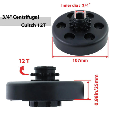 Go Kart Clutch 12 Tooth Three Quarter Inch Bore With Centrifugal Clutch 12T And Five Foot Chain Fits Honda GC160 GC190 GX120