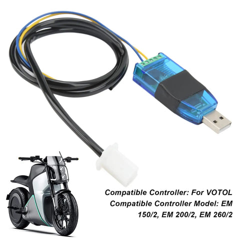 USB Programming Cable for Electric Bikes and Scooters 115200 Baud PC Programmable Controller Link for VOTOL EM 150 2 EM 200 2 EM 260 2 DIY Motor Drive Tuning Kit for Plug In Throttle Tweaks and Easy Onboard PC Access