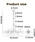 Diagram showing dimensions of the Black Gold Sputnik Chandelier 6 Light Modern Ceiling Flush Mount Pendant Lighting with Adjustable Height