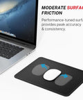 Three Pack Mouse Pads Eight Point Five By Eleven Inches Black With Non Slip Rubber Base Anti Fray Edges Waterproof Surface on desk