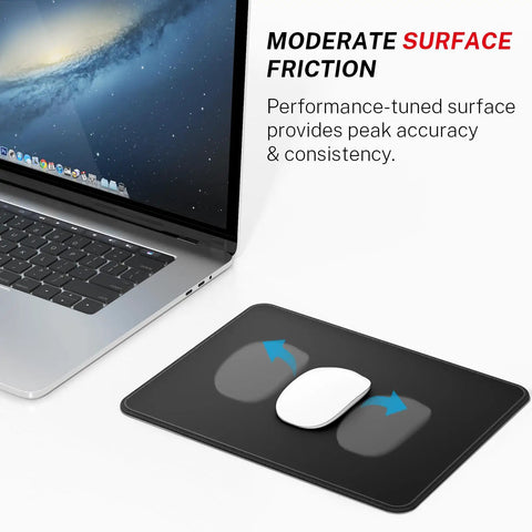Three Pack Mouse Pads Eight Point Five By Eleven Inches Black With Non Slip Rubber Base Anti Fray Edges Waterproof Surface on desk