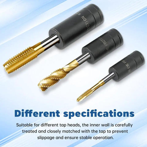Three tap socket attachments for 70500 Tap Socket Set, showcasing different sizes and specifications with a black finish.