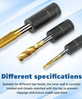 Different specifications of 8-Piece Tap Socket Wrench Set For Fractional, NPT And Metric Taps Up To 12mm, Pro Grade MCTI Ready