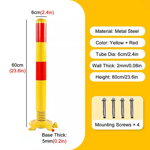 Street Smart Spring Steel Parking Bollards Rock Solid Heavy Duty Floor Mounted Traffic Delineator Posts With Anti Collision Silicone Rings For Driveways And Backyards 2 Pack 24 Inches