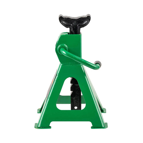 Side view of Pair Of 2 Ton Jack Stands With Extended Reach 10.5 To 17 Inches Beefy Heavy Duty Steel Base With Anti Sink Feet For SUVs Light Trucks And Cars Meets ANSI ASME Standards 4000 Lb Capacity 11 Lb Each