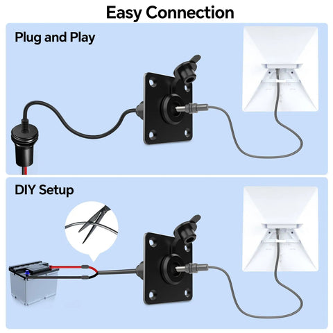 Waterproof Wall Socket Passthrough For Starlink Mini Aluminum DC 5.5x2.1mm Female Power Connector Outlet installation diagram