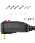 Side view of GFCI Replacement Plug Assembly Auto Reset 15 Amp Two Prongs With 5 Year Warranty, includes screws and washers