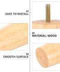 4 Pack Solid Wood Furniture Legs For Sofa Table And Cabinet Nordic Style Tapered Feet With Floor Protection Easy To Mount Detail View