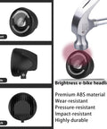 Front Headlight For E Bike With 2 Pin Male Waterproof Connector, High Bright LED Bulb, ABS Material, Side and Front Views
