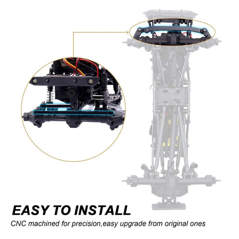 Beefed Up Aluminum Steering Linkage Set For Axial SCX24 Upgrades High Tightening Steering Rods CNC Machined Precision Compatible With Deadbolt C10 Wrangler JLU CRC B 17 Betty Gladiator Bronco Scale 1 24 RC Crawler, installed on 1/24 RC crawler