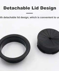 Super Sleek Two Inch Desk Grommet Cable Hole Covers in black with detachable lid design for easy cable management.