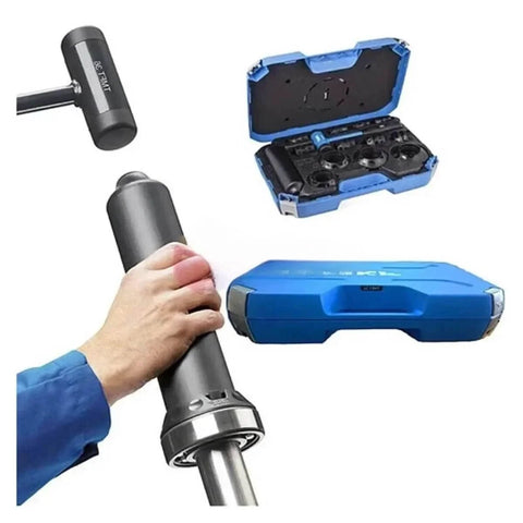 Pro Grade Bearing Installing Tool Kit For 10 To 55 Mm Bore Size, Compatible With SKF TMFT36, showing open case and tool in use
