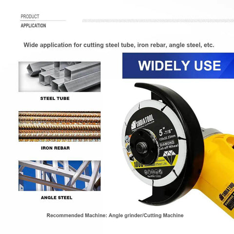 Diamond Cut Off Wheel For Metal Cutting Four And One Half Inch With Seven Eighths Inch Arbor One Point Four Millimeter Kerf