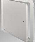 Extra Durable Heavy Duty Flush Access Door 10 X 10 Inch White Steel wall panel with a hidden hinge for easy access.
