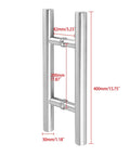 16 Inch Sliding Glass Shower Door Handle Back To Back Pull In SUS304 Stainless Steel Brushed Nickel Finish Compatible With Glass Thickness 0.12 To 0.6 Inch 200 Millimeter Hole Spacing Replacement Hardware For Shower Enclosures