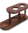 Snag This Fresh Solid Wood Pour Over Coffee Station To Level Up Your Daily Brew Game Featuring An Elevated Brewing Platform And Rock Solid Display Rack For Prime Home Office Vibes - Solid wood pour over coffee station with two holes for drippers.