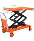 Beefy Heavy Duty Double Scissor Lift Table Cart With 59 Inch Lift Height Hydraulic Foot Pump 1760 Lb Capacity 48 By 24 Inch Platform