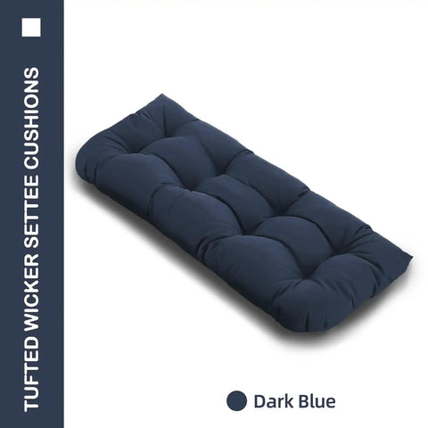 Outdoor Bench Cushion Tufted 44x22x4 Inch Loveseat Pad For Patio Furniture Garden Wicker Chair Porch Swing Indoor Outdoor Use Fade Resistant Waterproof Dark Blue Comfy All Weather Ready