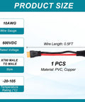 Beefy XT60 Extension Cable 10AWG 0.5ft Male To Female Connector For RC Batteries Drones Solar Panels FPV Gear Portable