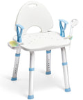 Heavy Duty Shower Chair With Back And Arms For Inside Shower, 450 Pound Weight Capacity, Anti Rust Aluminum Frame, Adjustable Height
