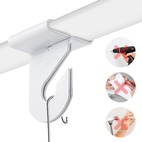 Drop Ceiling Hooks 20 Pairs For Hanging And Suspended Ceilings Tile Clips And Grid Hangers in use, attached to ceiling grid