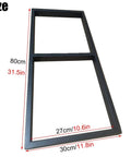 Heavy Duty Two Tier Floating Shelf Brackets Black Metal, 31.5in x 11.8in size, ideal for ceiling mount support and display.