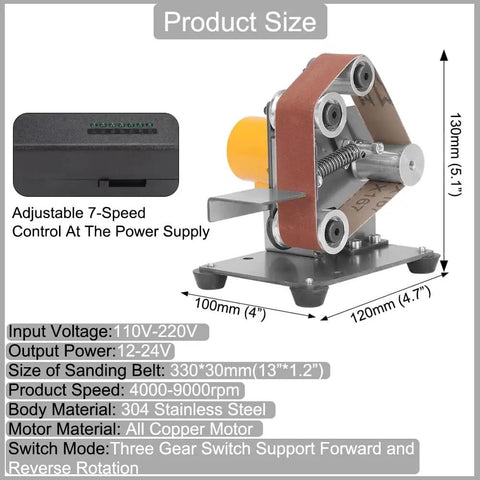 Rugged Little Bench Grinder And Belt Sander With Adjustable Speed Badass 13 Inch Tool, showing adjustable speed control and stainless steel body.
