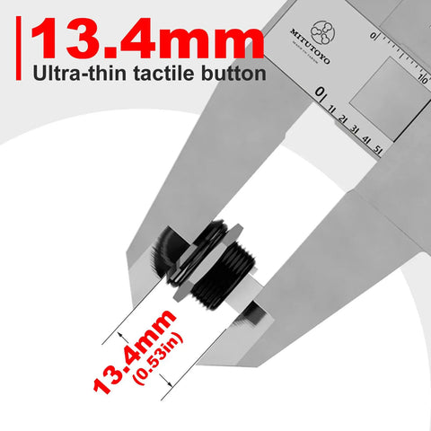 Built Tough Three Pack 12mm Momentary Push Button Switch With Bright Green Led Indicator And IP67 Waterproof Rating Featuring Pre Wired Leads For Straightforward Hookup On 12V Or 24V DC Panels measuring 13.4mm.