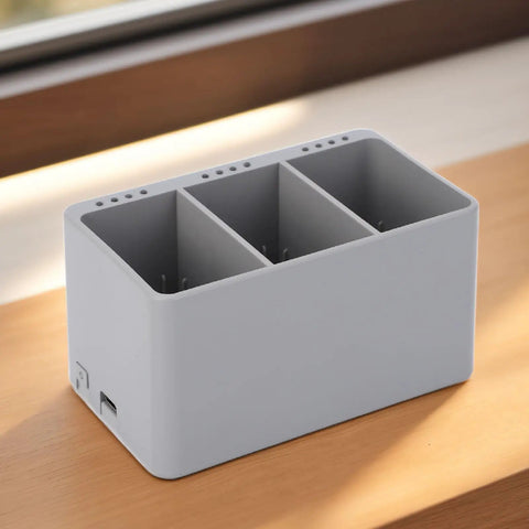 Three Way Battery Charging Hub For Mini 3 Mini Pro And 4 Pro Drones with PD Station Digital Display, lightweight ABS shell.