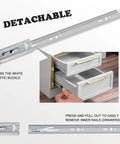 Detachable feature of 16 Inch Soft Close Drawer Slides Set, 4 Pairs Ball Bearing Full Extension Cabinet Slides Side Mount 100 Lb Capacity